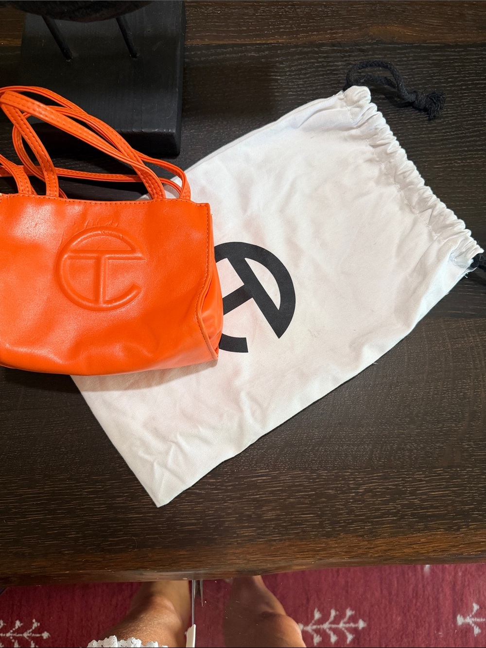 Telfar Orange Mini Shopping Bag with Embossed Logo - Picture 11 of 11